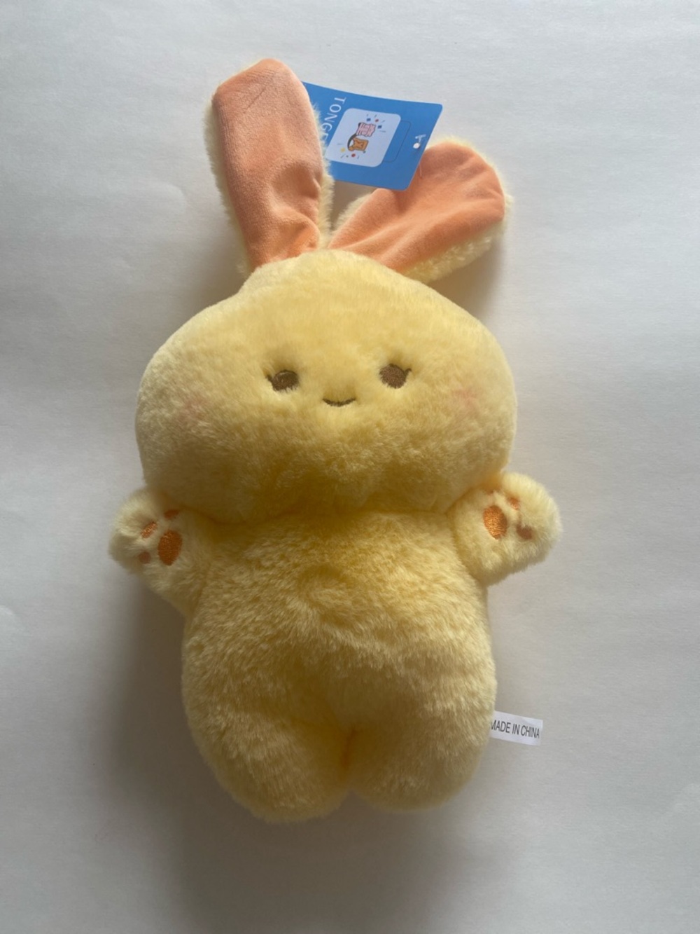 🔥3/$25🔥Yellow Bunny Plush Toy with Peach Ears - Soft Cuddly Stuffed Animal